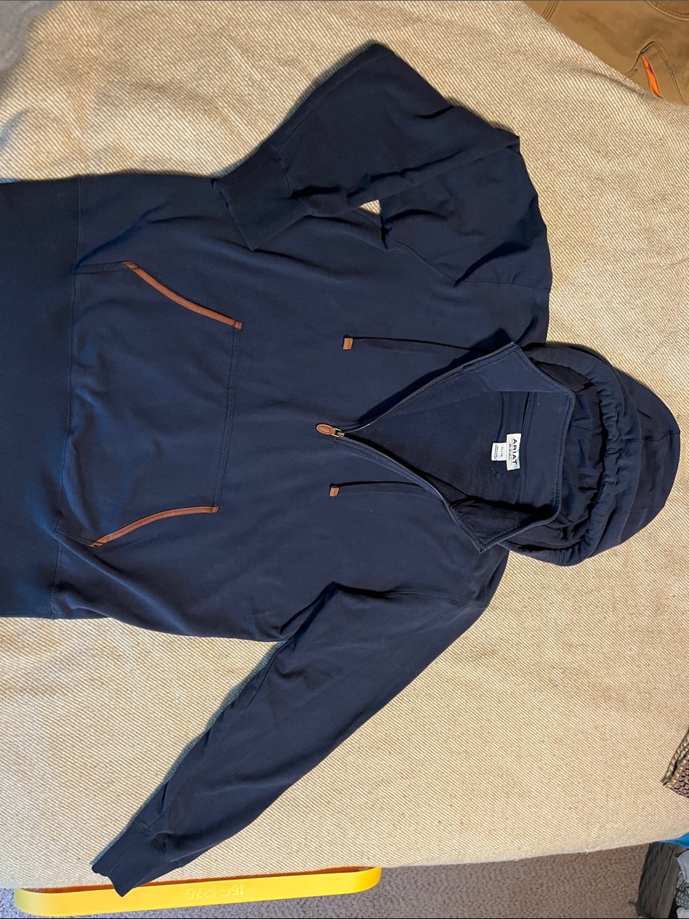 Ariat Navy Hooded Windbreaker with Brown Trim